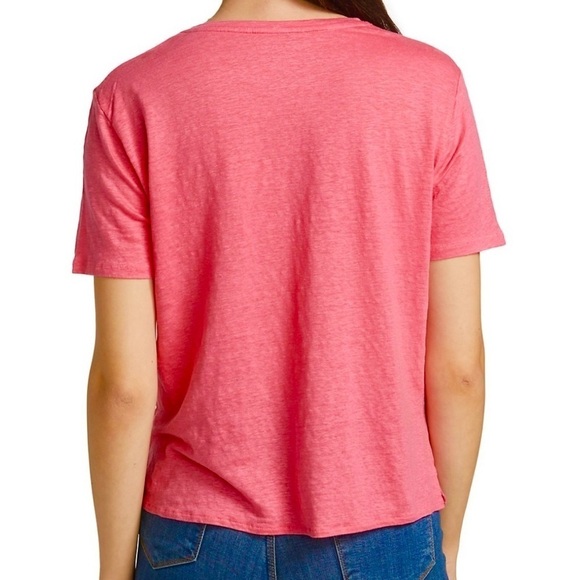Majestic Filatures Women's Linen/Elastane Short Sleeve Crewneck Pink Tee - Picture 12 of 13